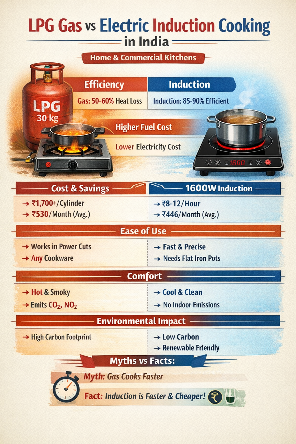Kitchen with Energy: LPG vs Induction Cooking in India: Home & Small Kitchen