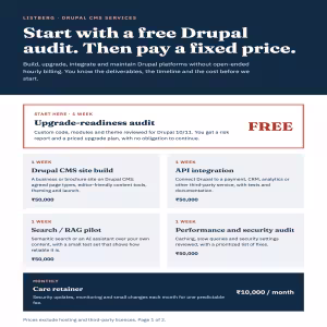 Drupal websites with a fixed scope and a fixed price.